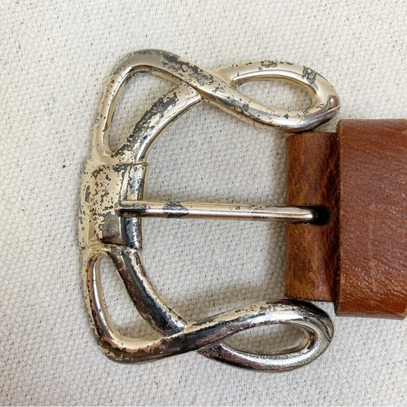 Silpada Designs Brown Genuine Leather Belt with Detailed Silver Buckle L - Picture 5 of 9